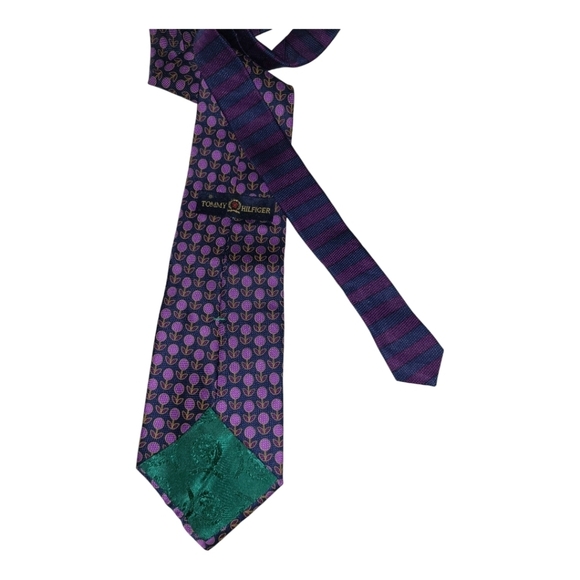 Tommy Hilfiger* Silk Tie* Navy/ Purple - Picture 3 of 5